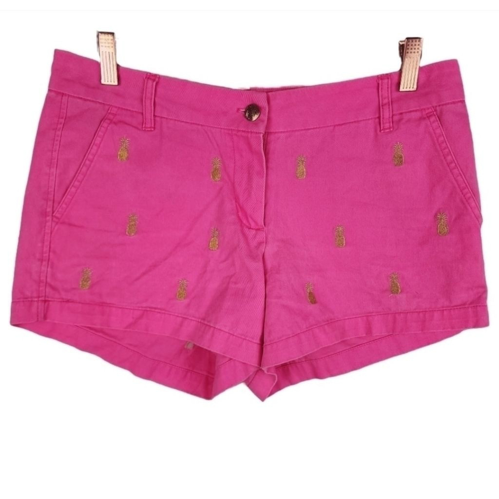 Macbeth Collection Shorts Pink/Gold Embroidered Pineapple Cotton Shorts Size M
